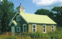 Green corrugated iron church