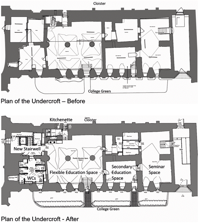 Plans of Worcester Cathedral undercroft