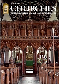 Historic Churches magazine cover with a picture of a 15th century rood screen in Devon