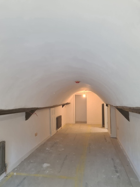 An ancient ceiling freshly plastered